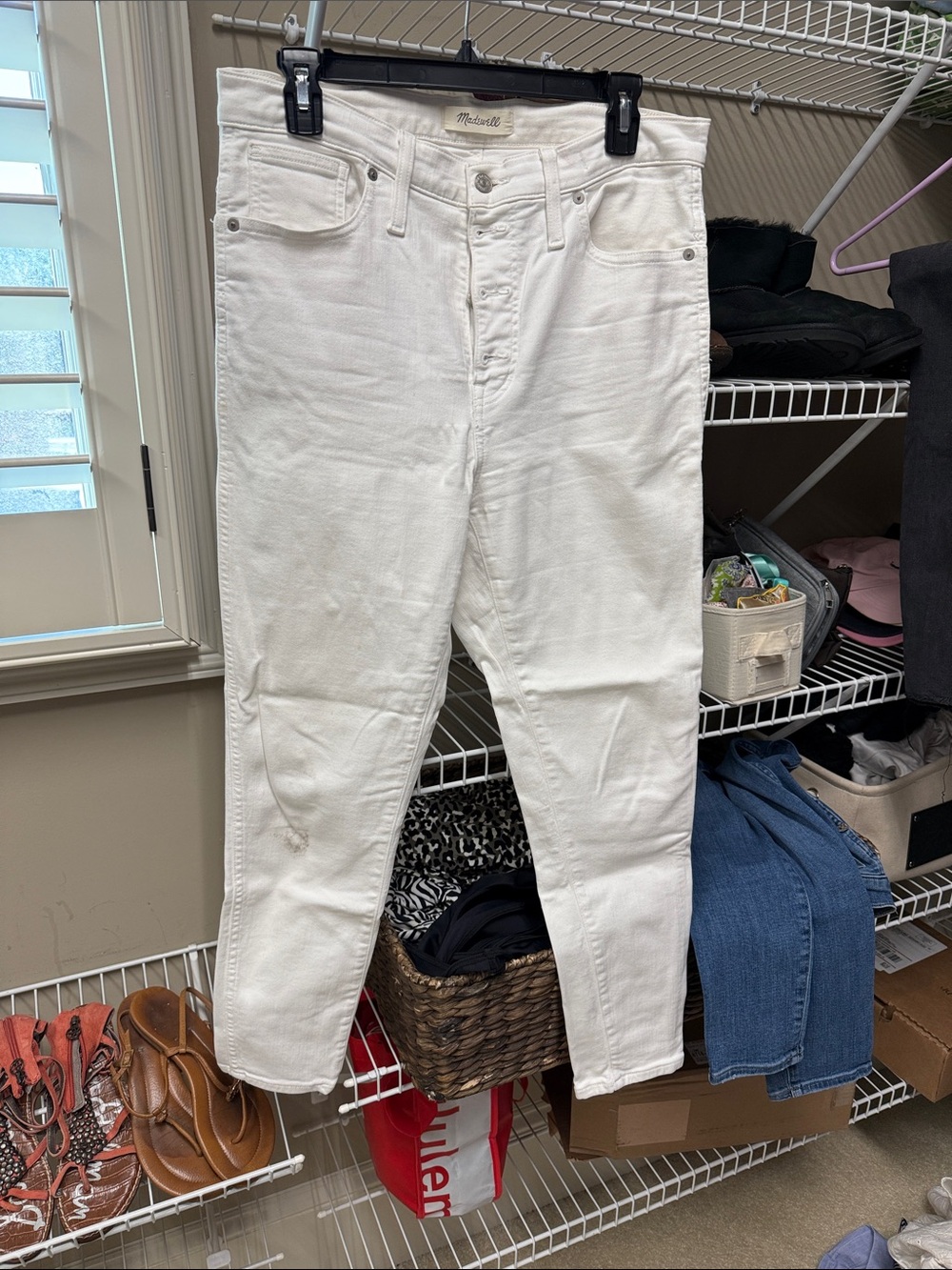 Madewell 10” High Rise White Skinny Ankle Crop Jeans 31